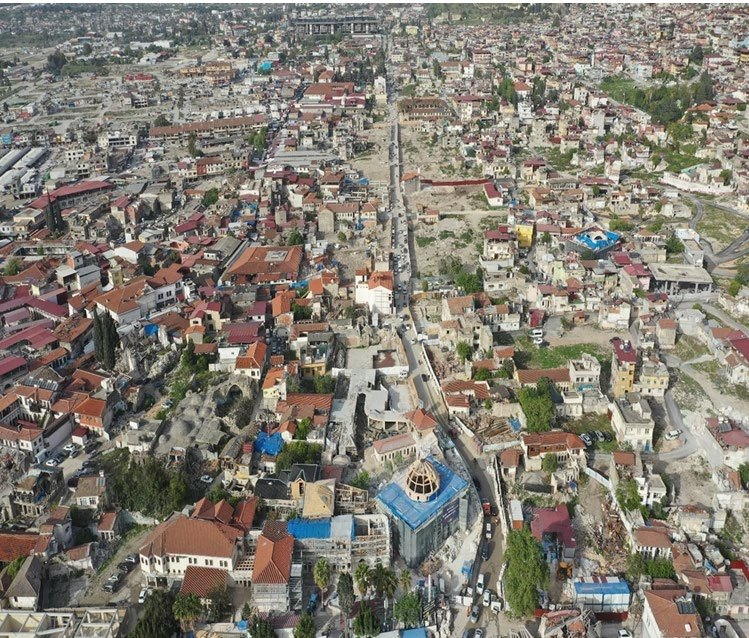 Antakya tarihi dokusu — deprem sonrası hava fotoğrafı