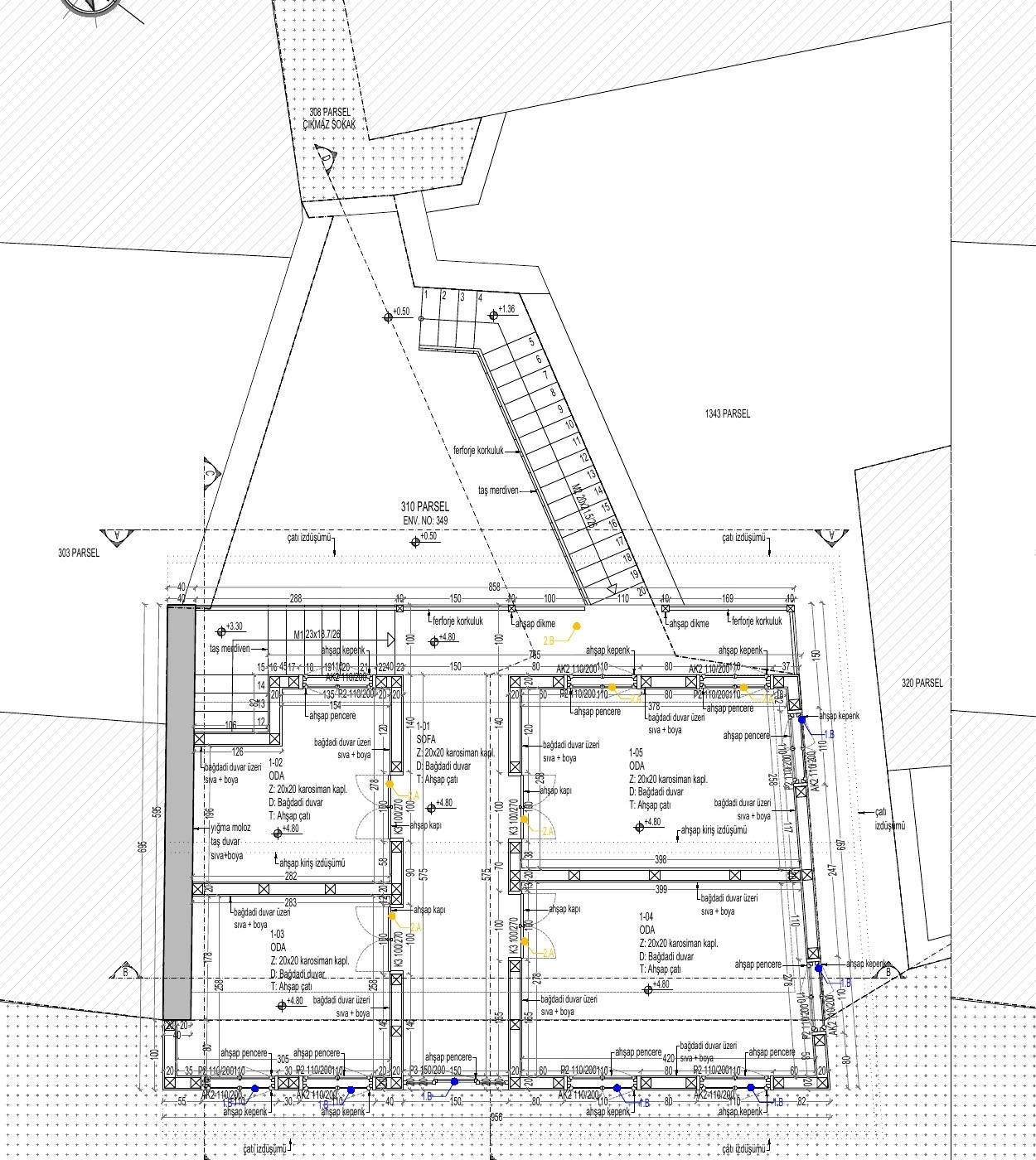 1. KAT PLANI — 3. Mıntıka 310 parsel