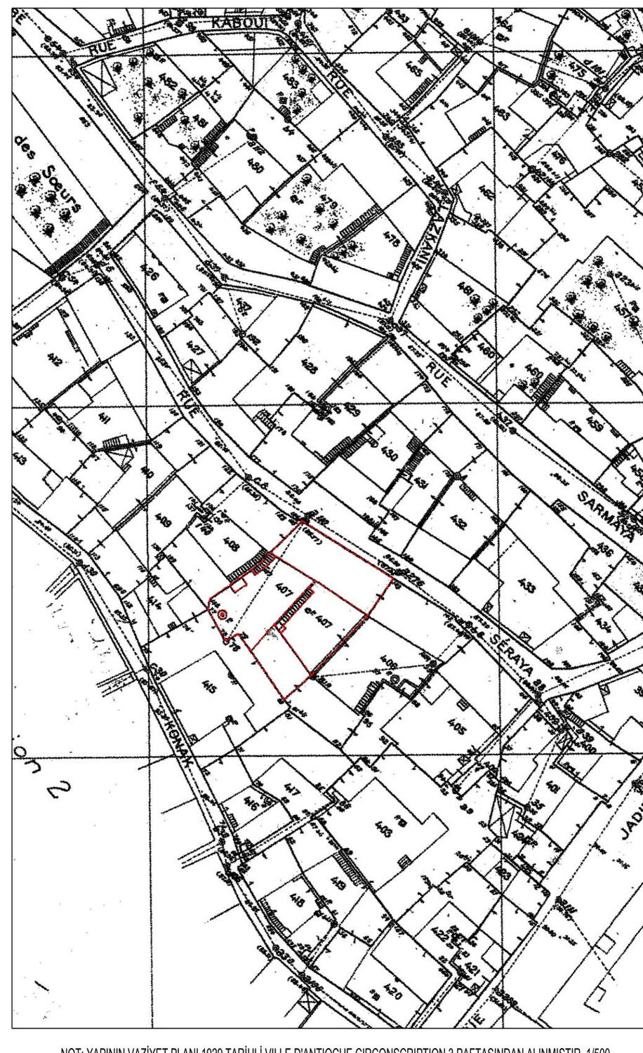 1929 tarihli Ville d’Antioche kadastro paftasında 407 parsel