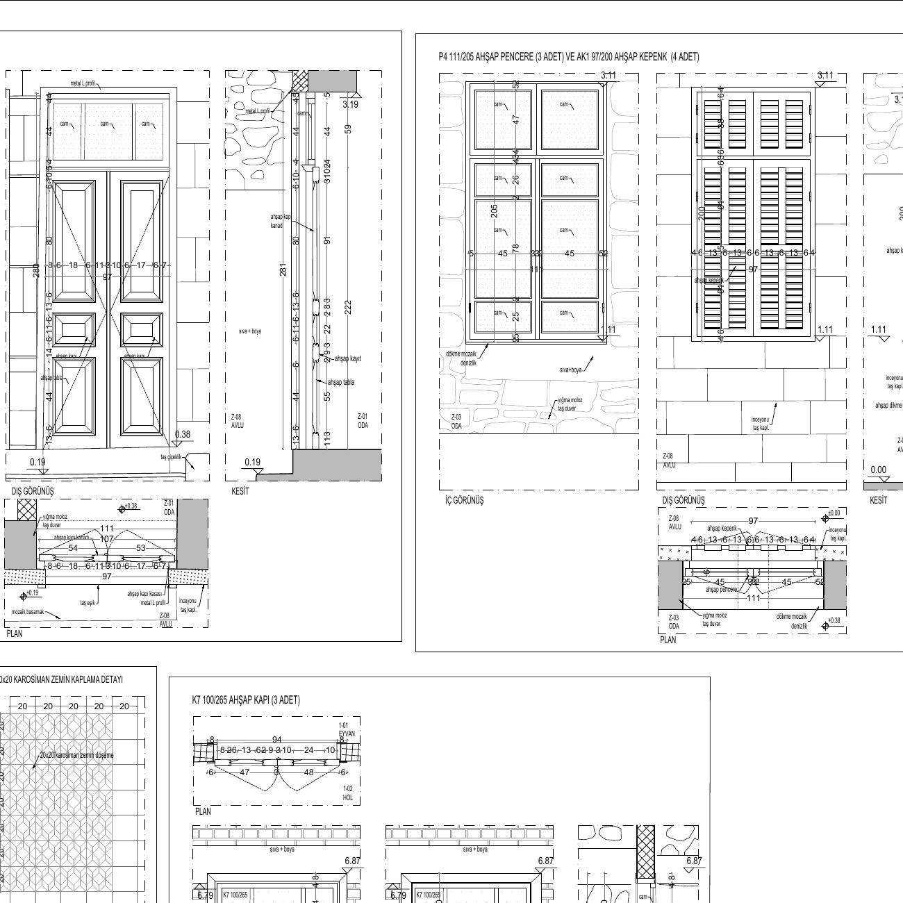 KAPI VE PENCERE DETAYLARI — 3. Mıntıka 731 parsel