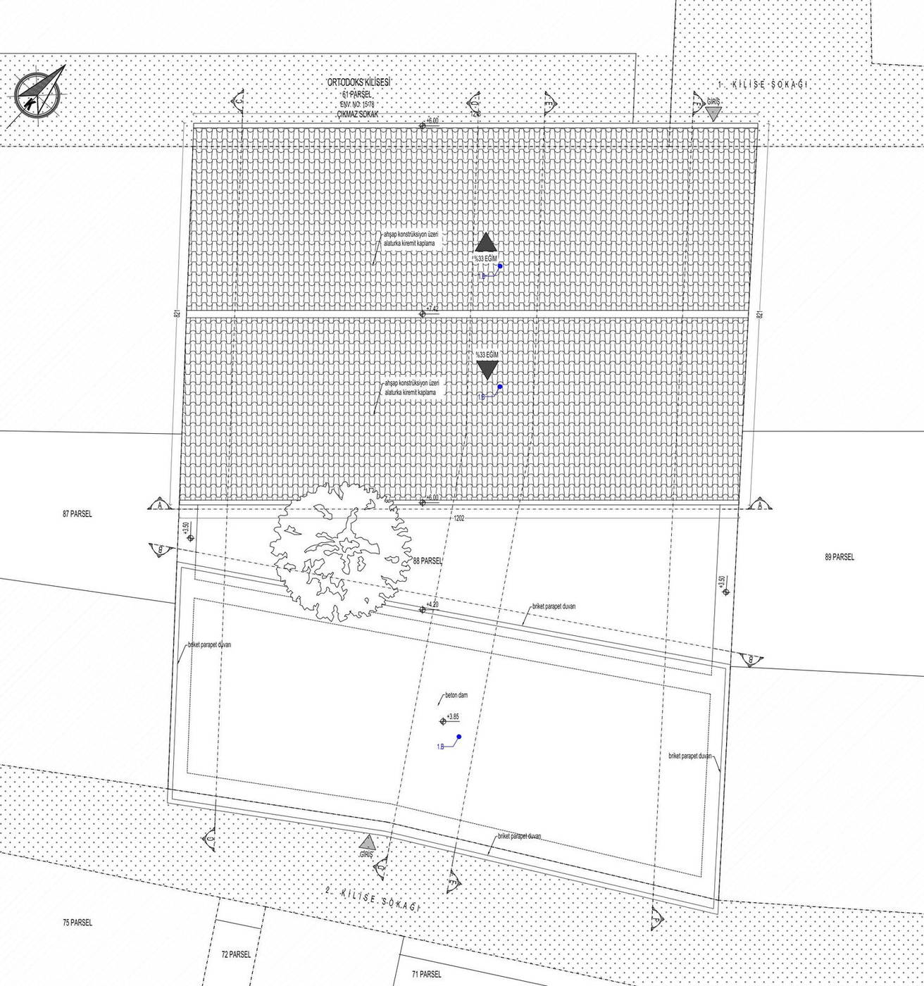 Çatı planı — restitüsyon
